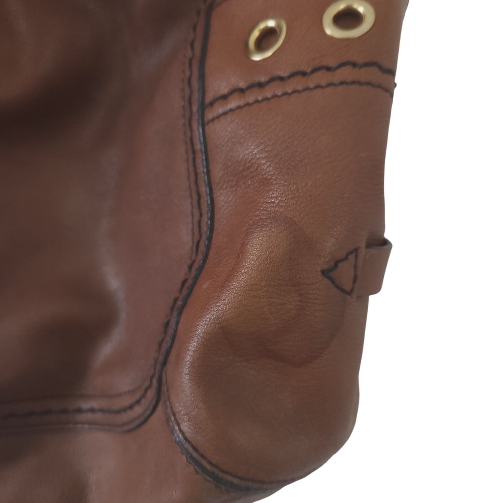 Cole Haan Brown Leather Shoulder Bag with Gold Accents - Picture 4 of 6